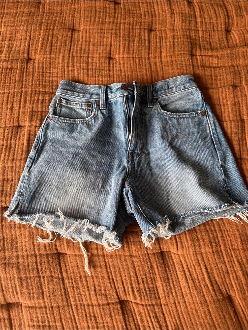 Madewell Light Blue Distressed Denim Cutoff Shorts